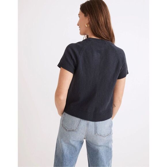 ✨Madewell Linden Scoop Sweater Dark Baltic Sz Medium Tee✨ - Picture 3 of 9